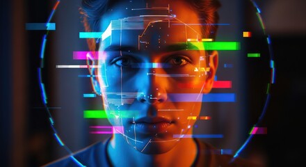 Digital Face Scan Futuristic Technology.