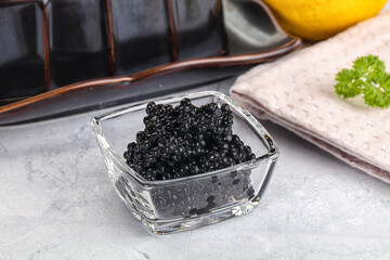 black sturgeon caviar in the bowl