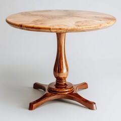 Elegant Round Wooden Table with Polished Surface and Stylish Base