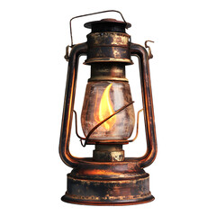 Antique Lantern with Flame on White Background for Professional Designs