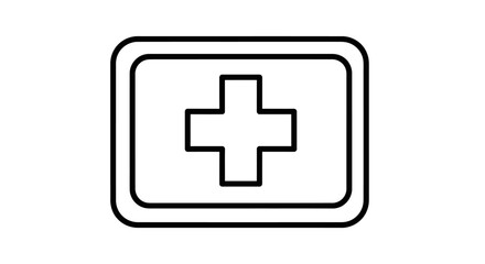Obraz premium First aid kit icon, simple line art symbol for medical emergency, healthcare, and hospital services. Isolated vector graphic on white background