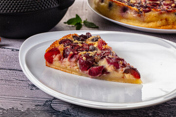 Crusty pie with fresh cherry