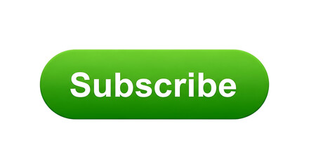 Subscribe button shines on white background, bright green color. Subscribe to channel, newsletter, or blog. Subscribe is necessary to be informed, receive notifications and useful information.