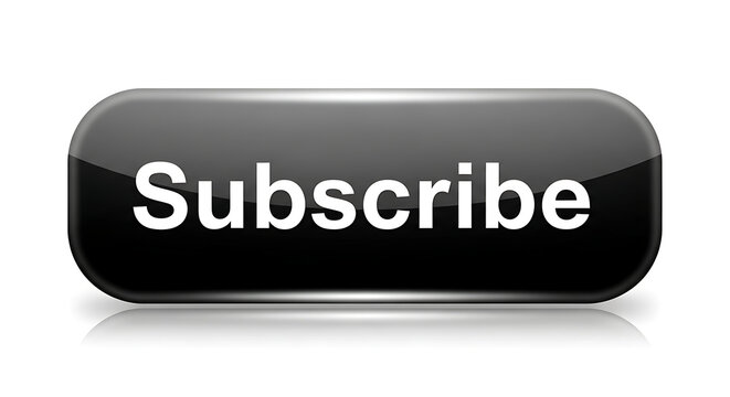 Subscribe button to invite users to follow news, offers, or updates, shiny black subscribe button to encourage users to engage with content. Simple subscribe button design,