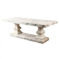 Elegant White Marble Table with Classic Pedestal Base Design