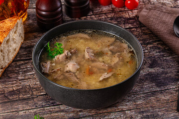 Dietary chicken soup with noodles