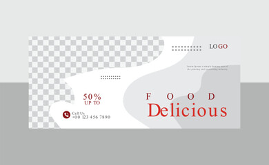 Delicious food banner design template