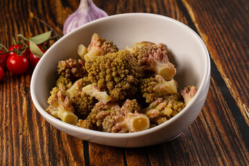 Vegan dietary steamed romanesco cabbage