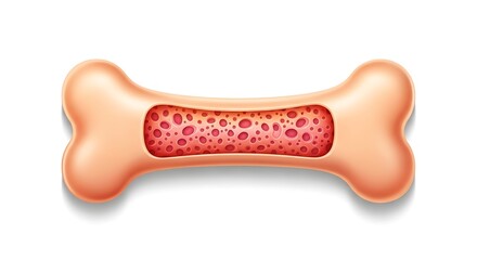 Detailed bone marrow illustration showcasing internal structure, ideal for anatomy education or healthcare marketing material focused on skeletal health and regeneration