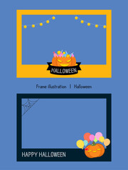 할로윈 일러스트. 호박이 그려진 할로윈 사진 프레임 일러스트 디자인.