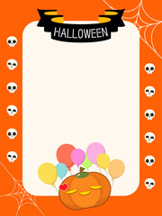 할로윈 일러스트. 호박이 그려진 할로윈 편지지, 메모지 일러스트 디자인. 벡터 일러스트.