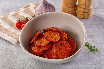 Tasty baked sweet potatoes with spices