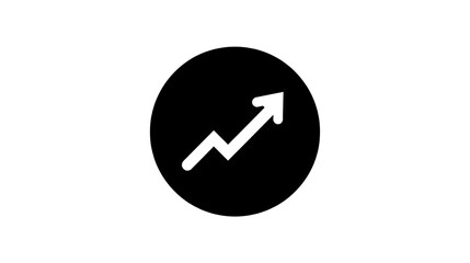 Minimalist white arrow pointing upward inside black circular background, modern icon for financial growth, analytics, and digital interface use