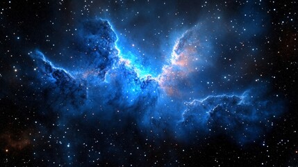 Fototapeta premium Breathtaking Blue Nebula in Space, Ethereal Cosmic Scene with Stars and Interstellar Cloud Formation