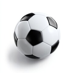 Fototapeta premium Soccer ball, black and white panels, glossy finish, isolated on white background