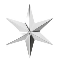 Fototapeta premium A bold, six-pointed abstract star with angular points. The metallic surface conveys strength and is excellent for industrial designs.