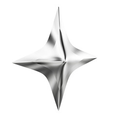 A sculptural 3D render of a stylized four-point star. The unique fluid shape is a clean, contemporary icon for modern design.