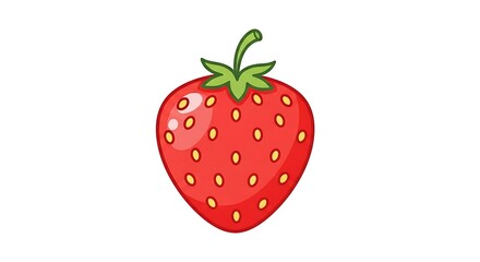 Vibrant red strawberry illustration with green stem and leaves, perfect for food and summer themes, offering a fresh, natural appeal for various designs.