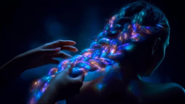 AI Empowered Micro Jobs: Crafting Futuristic Illuminated Braids with Advanced Light Technology