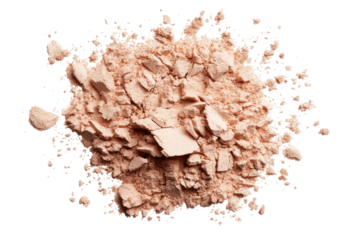 Light peach-toned powder, crumbled, scattered