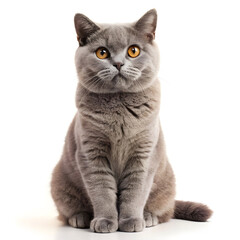 Obraz premium Majestic British Shorthair Cat: Stunning Gray Fur, Intense Gaze