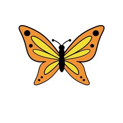 Colorful Butterfly Illustration with Orange and Yellow Wings