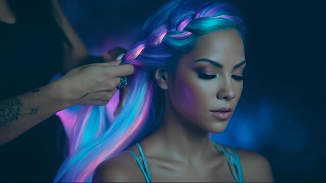 AI Empowered Micro Jobs: Expert Styling Futuristic Glowing Hair for a Visionary Aesthetic Transformation