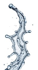 Closeup of splashing water droplet with intricate edges isolated on white background