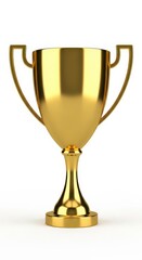 Golden trophy cup isolated on white background for award ceremony