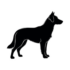 Vector illustration of silhouette of a german shepherd dog standing