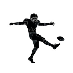 Vector illustration of american football player kicking a ball