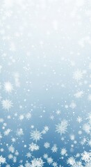 Falling snowflakes on light blue gradient background, winter theme