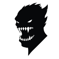 Black monster head sharp teeth silhouette