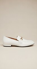 Elegant white loafer shoe isolated on white background