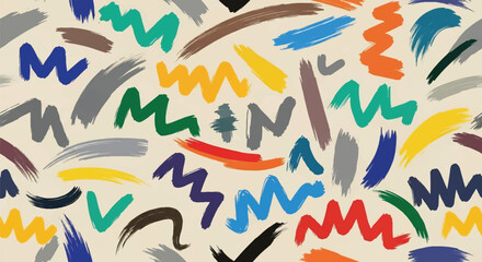 Adobe illustrator artwork vector illustration. Vibrant abstract background with overlapping colorful brush strokes, perfect for creative projects, textile design, and modern art themes