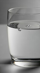 Halffilled glass of water with bubbles, clear and refreshing