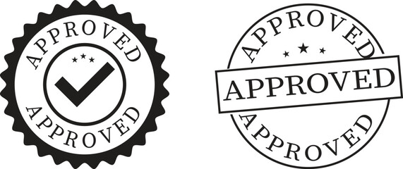 Approved stamp seal icon set.approved rubber stamp icon isolated on white background. approved stamp circle graphic guarantee seal certification document approval stamp icon vector.