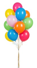 Colorful balloon bouquet isolated on white background