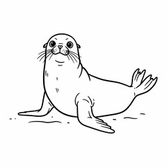 Fototapeta premium Cute Sea Lion Sketch