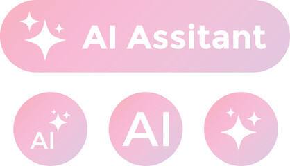 AI Assistant button. Rewrite prompt pushbutton. abstract glowing button. Machine learning text generator