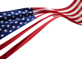 Waving american flag with stars and stripes on a white background in patriotic representation