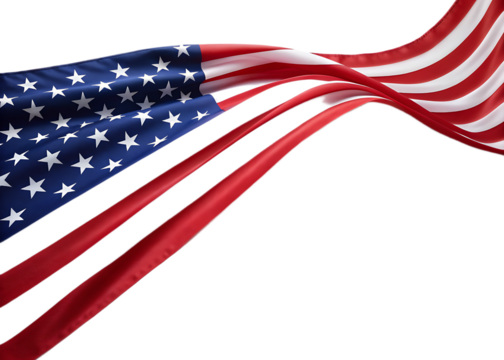 Waving american flag with stars and stripes on a white background in patriotic representation