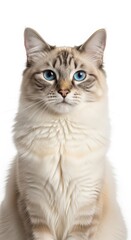 Fototapeta premium Beautiful siamese cat with blue eyes isolated on white background