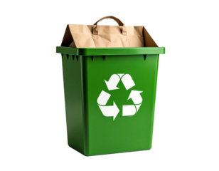 Recycling box with paper bag, Generated image	