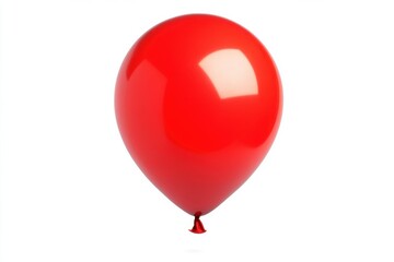 Red balloon filled with air isolated on white background, suitable for party decoration, celebration and festive event themes.