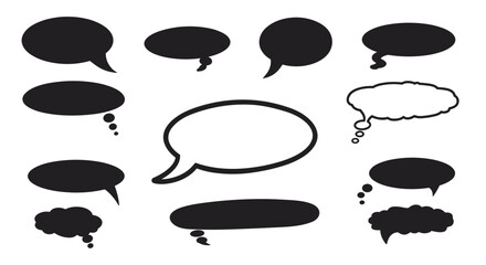 Collection of silhouette chat bubbles for creative communication designs
