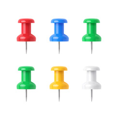 3d icon of colorful pushpins isolated on transparent background
