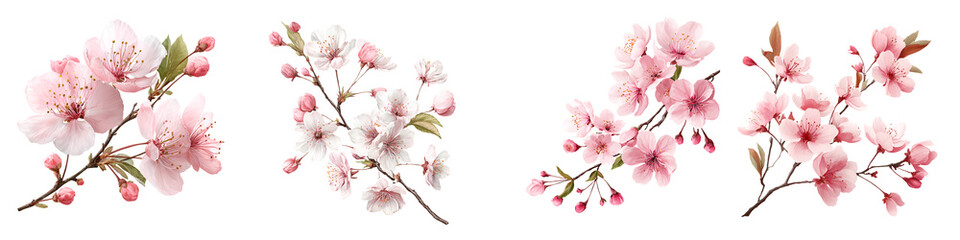 Fototapeta premium Charming cherry blossom branches adorned with soft pink petals and delicate buds, showcasing natural beauty for floral designs, seasonal décor, and artistic creations