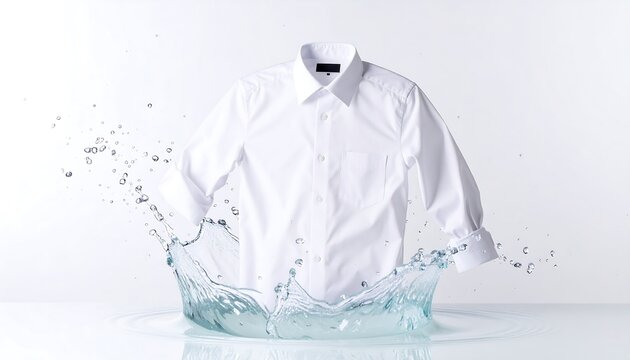 White dress shirt emerging from water splash