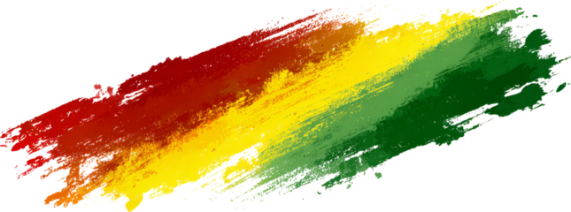 Vibrant red, yellow, green grunge banner. Abstract rastafarian stroke